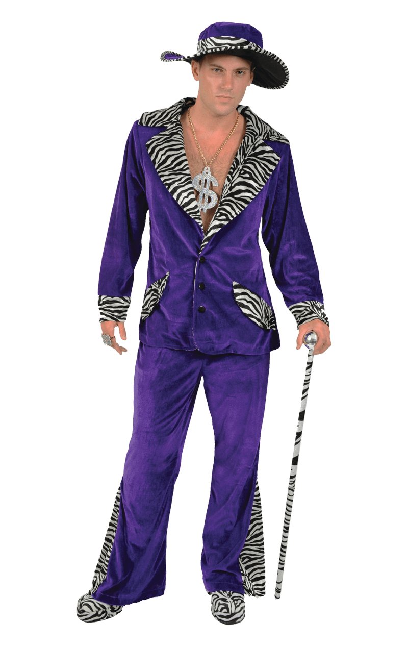 Adult Purple Pimp Costume & Hat - Simply Fancy Dress