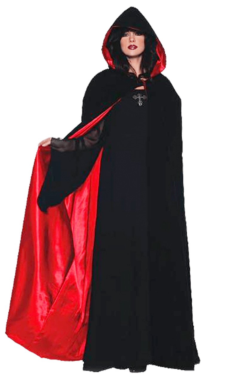 Black/Red Deluxe Velvet Cape - Simply Fancy Dress