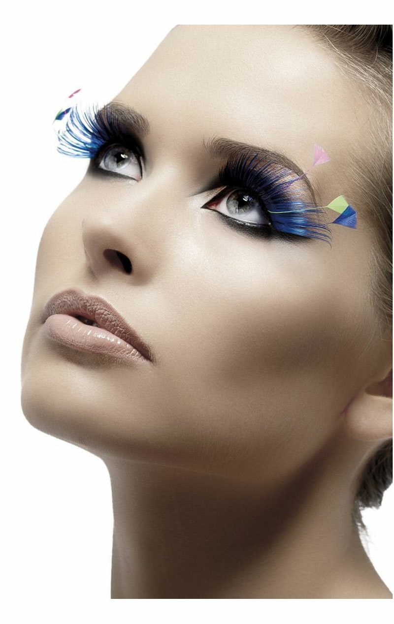 Blue Feather Eyelashes - Simply Fancy Dress