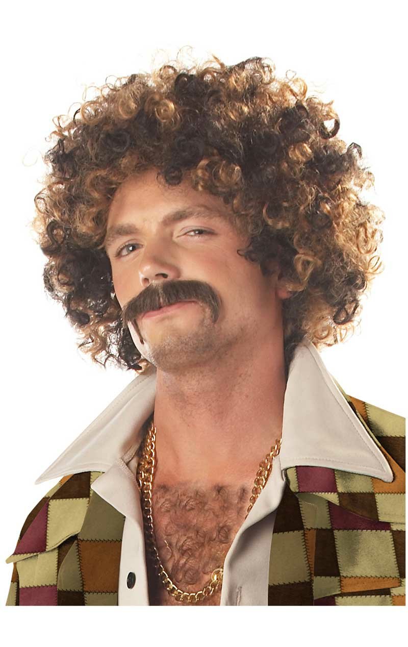 Disco Dirt Bag Wig & Moustache - Simply Fancy Dress