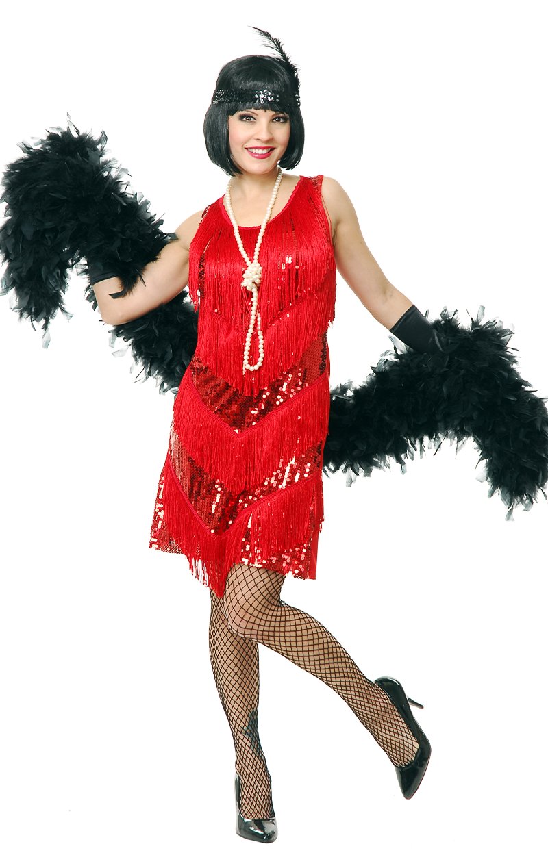 Four Tier Flapper Dress Red - Simply Fancy Dress