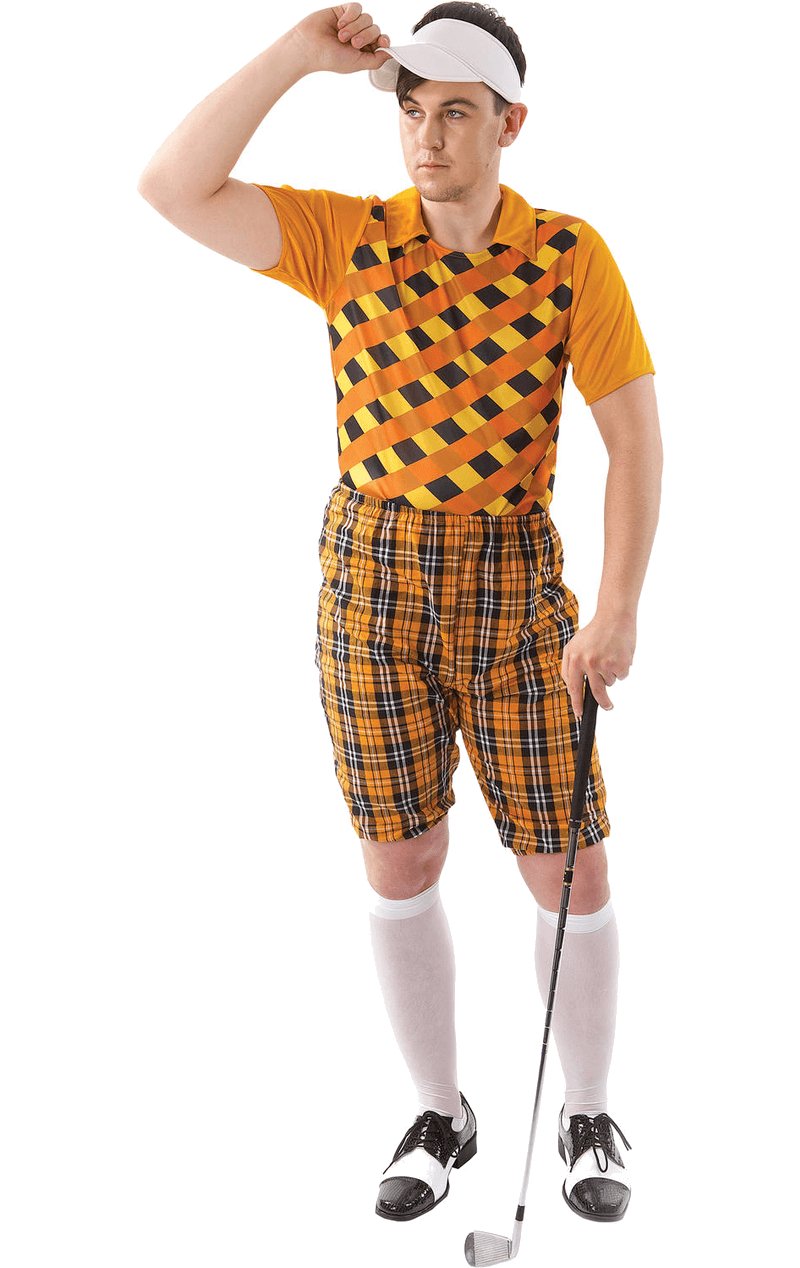 Male Golfer Costume (Orange & Black) - Simply Fancy Dress