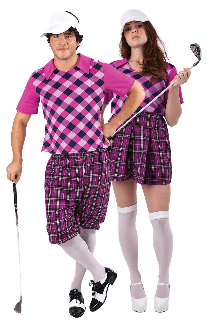 Pink Pub Golf Couples Costume - Main Image