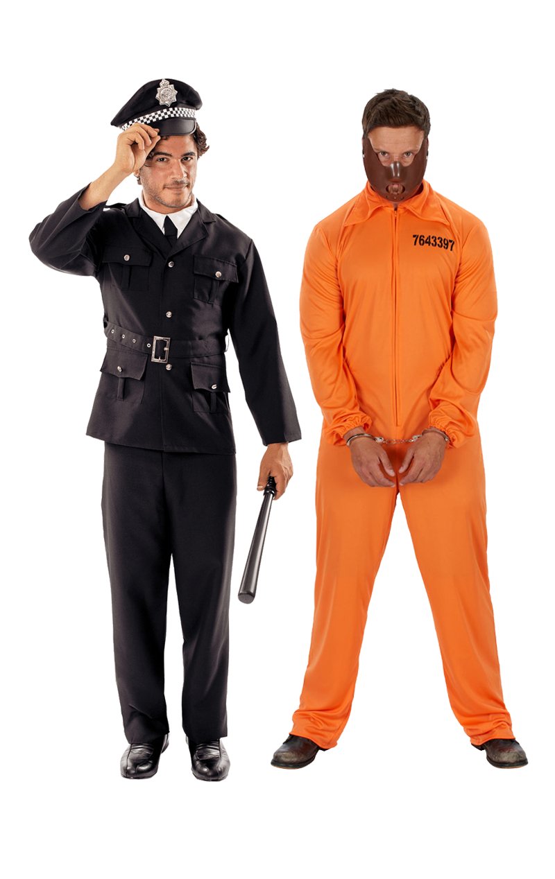 Police Convict Couples Costume - Main Image