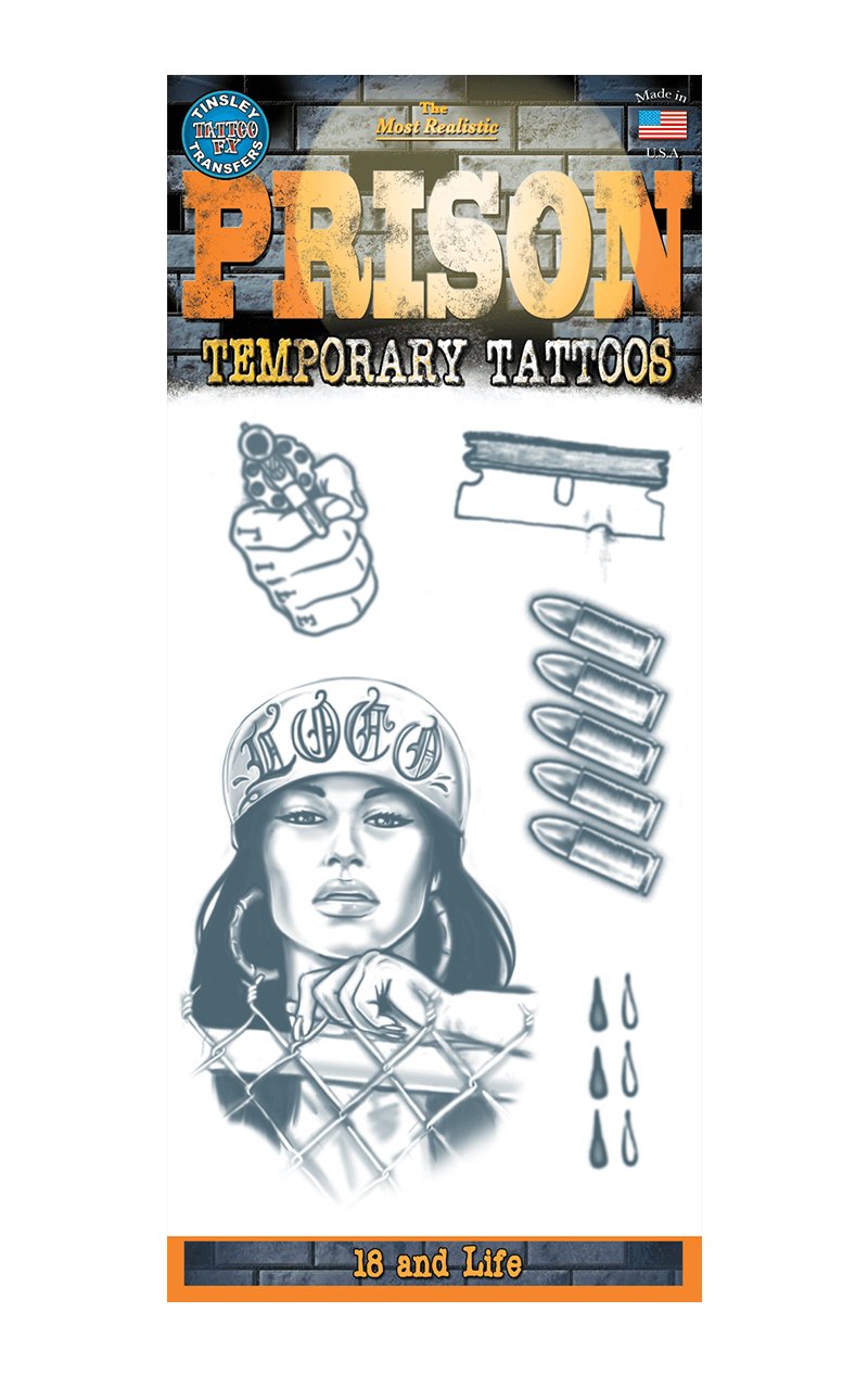 Prison Temp Tattoo Set - Simply Fancy Dress