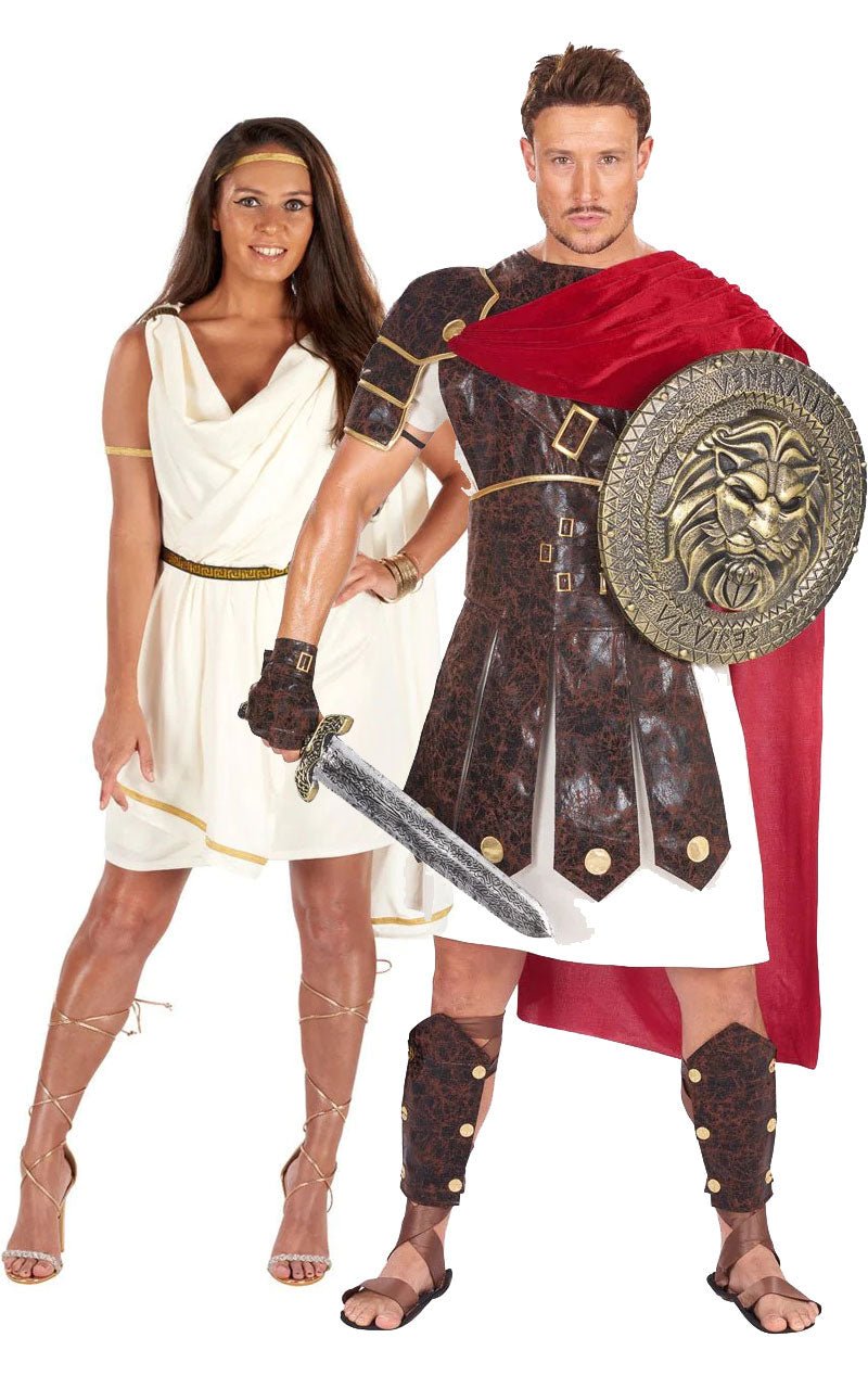 Roman Toga Gladiator Couples Costume - Main Image