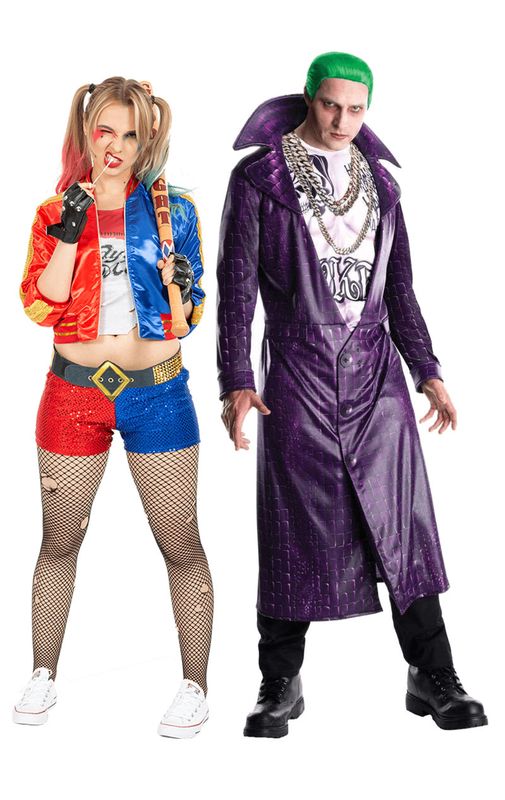 Plus Size Ladies Joker Fancy Dress The Joker Harley Quinn Couples