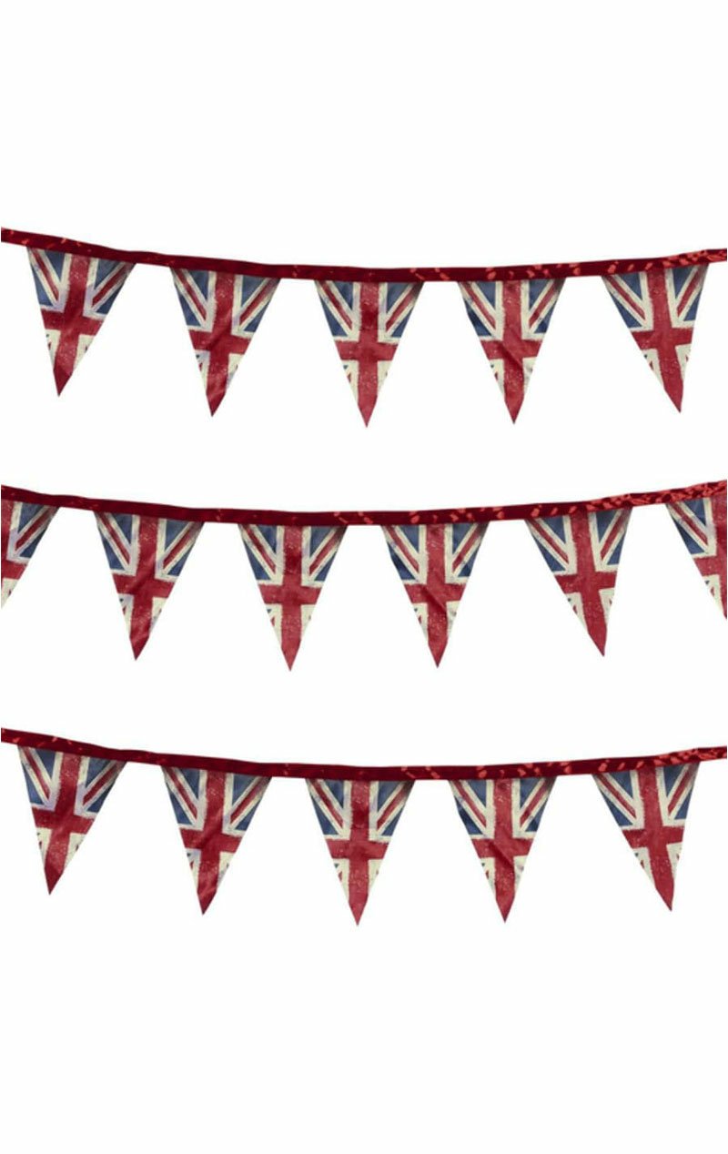 Union Jack Fabric Bunting Decoration (3m) - Simply Fancy Dress