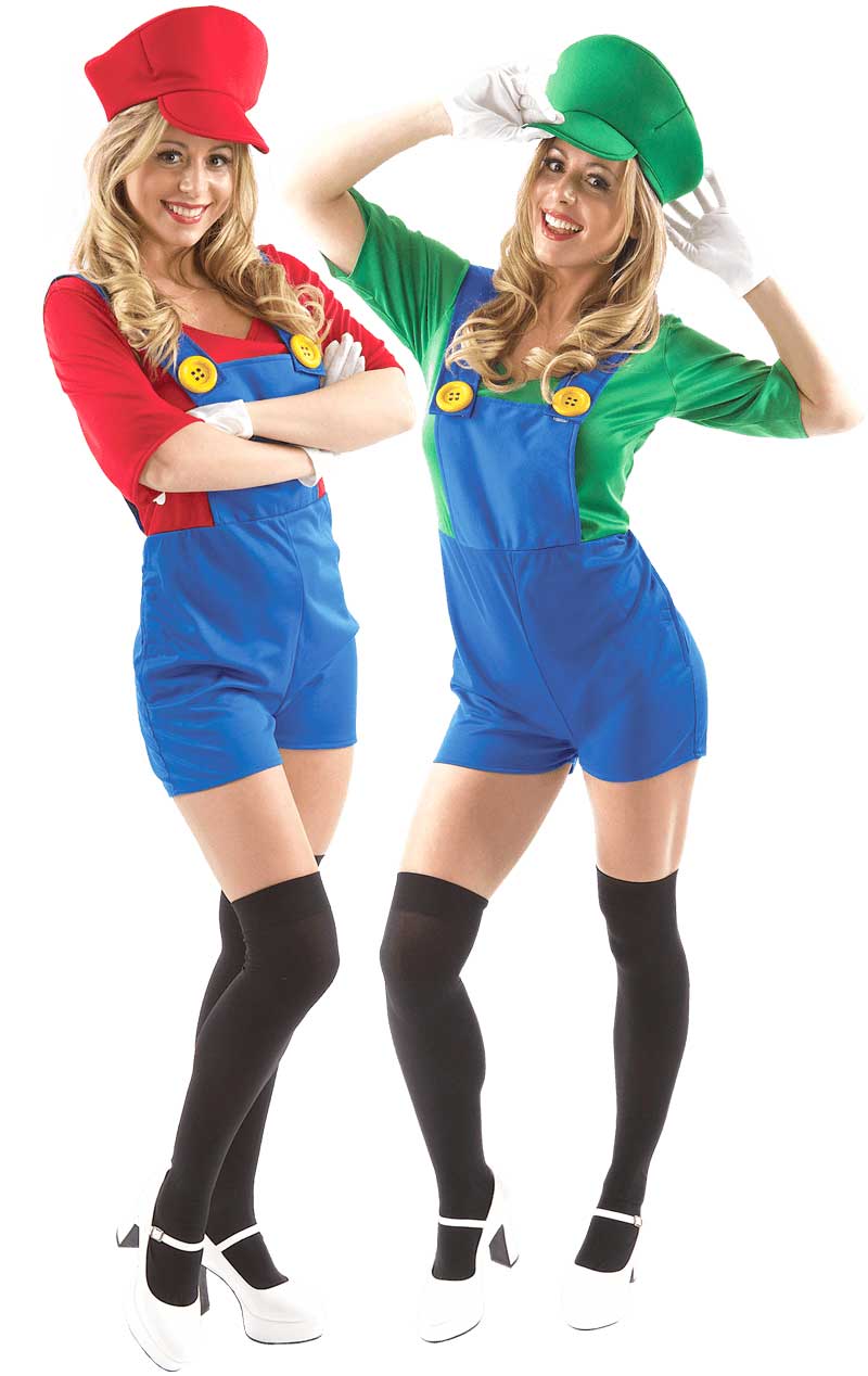Womans Video Game Plumbers Couples Costume - Main Image