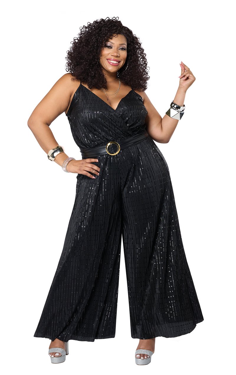 Women Lets Dance Disco Jumpsuit Plus Size Costume - Simply Fancy Dress