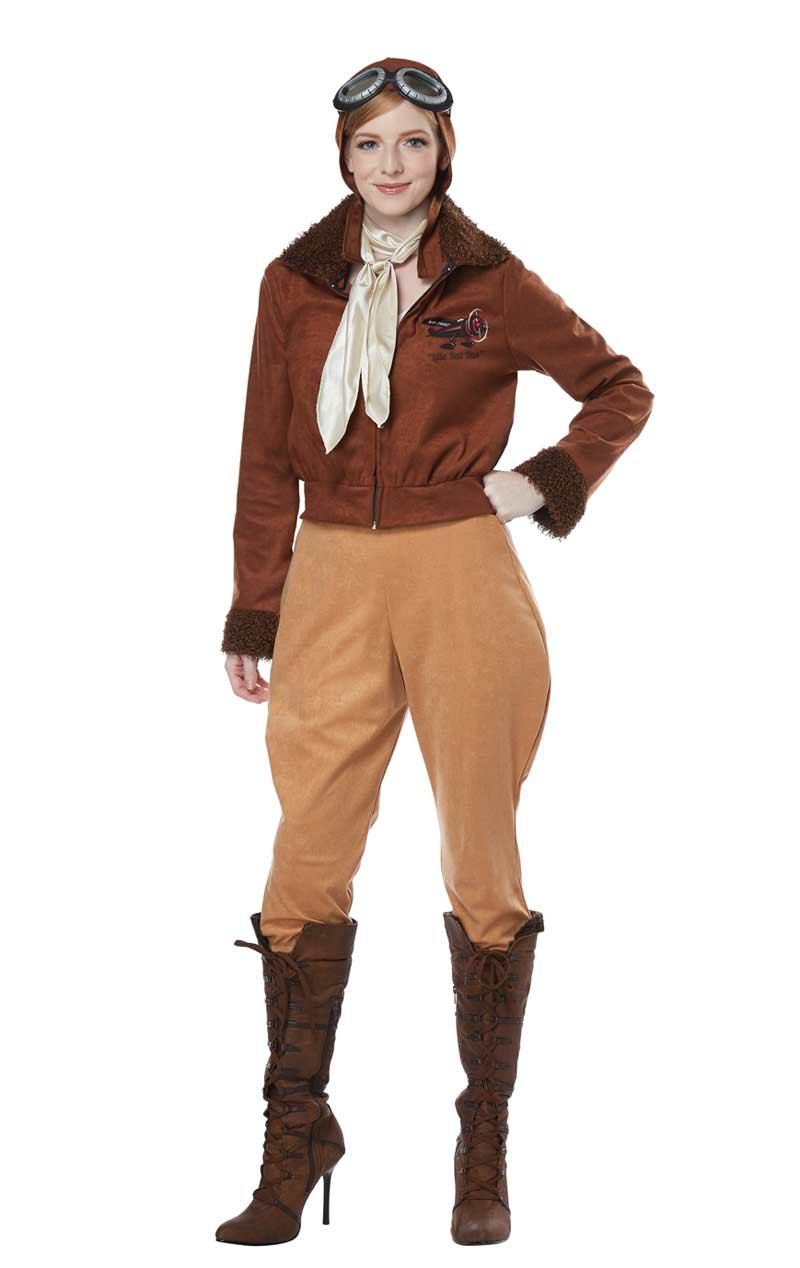 Womens Amelia Earhart Aviator Costume - Simply Fancy Dress