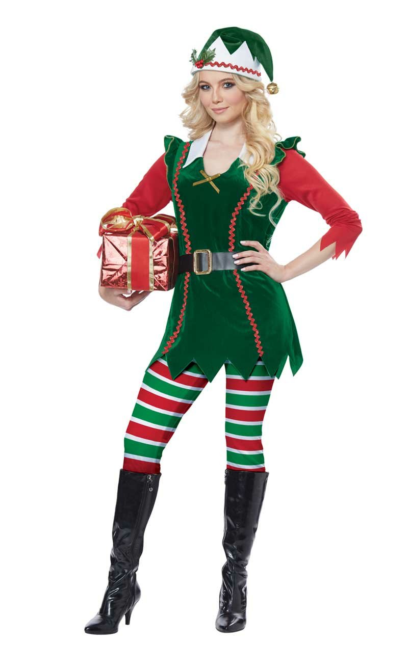 Womens Festive Elf Costume - Main Image