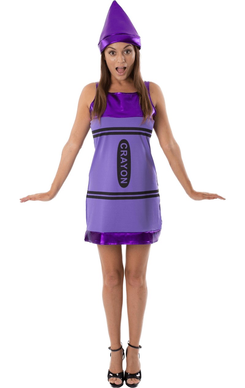 Womens Purple Crayon Fancy Dress Costume