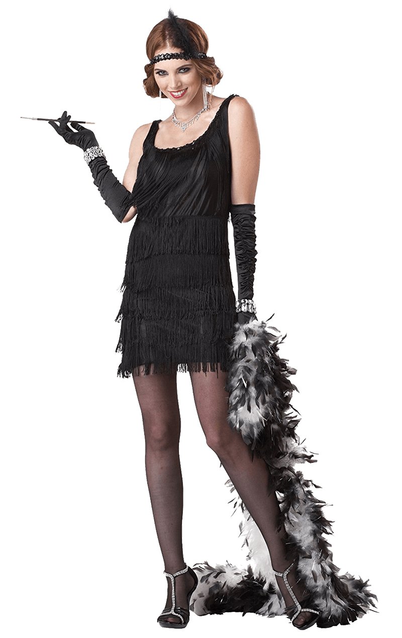 Adult Black Fashion Flapper Costume - Simply Fancy Dress