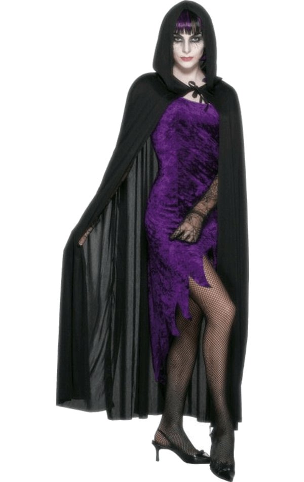 Adult Black Hooded Cape - Simply Fancy Dress
