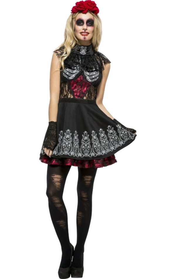 Adult Fever Day Of The Dead Costume - Simply Fancy Dress