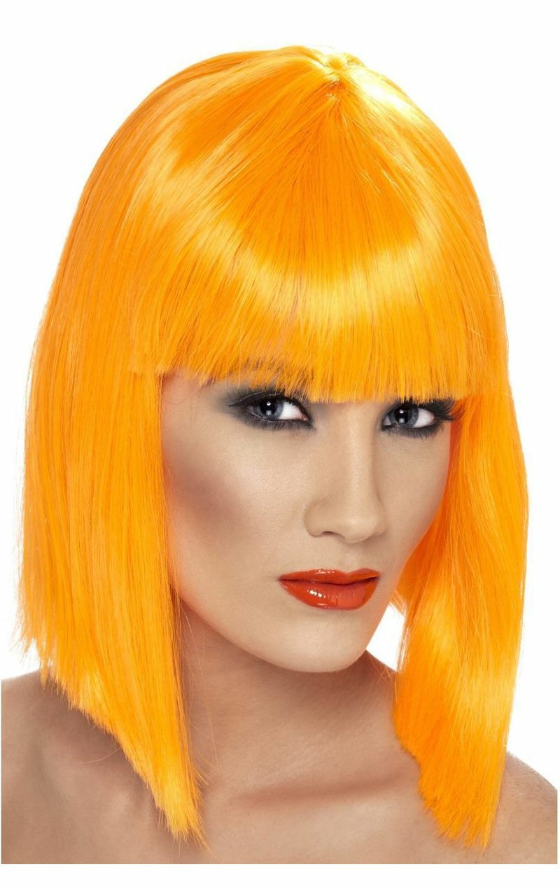 Adult Glam Wig Neon ORANGE - Simply Fancy Dress