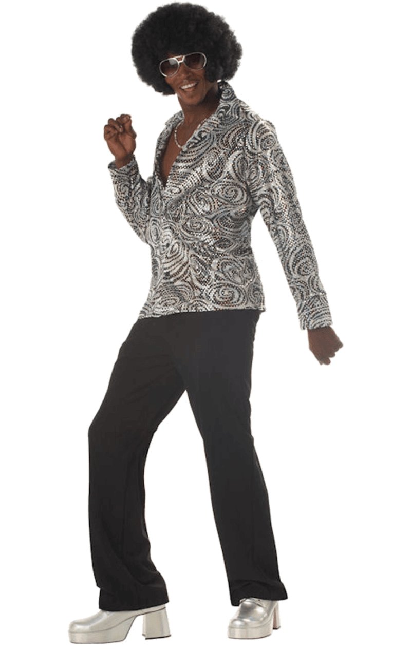 Adult Groovy Disco 70s Shirt With Wig - Simply Fancy Dress