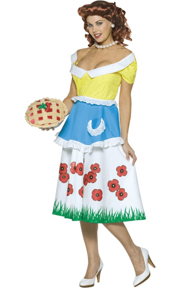Adult June 50s Costume with Cherry Purse - Simply Fancy Dress