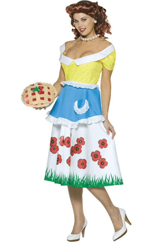 Adult June 50s Costume with Cherry Purse - Simply Fancy Dress