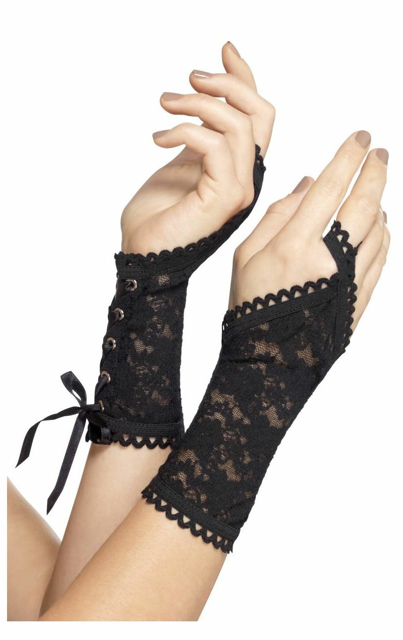 Adult Lace Glovettes Black - Simply Fancy Dress