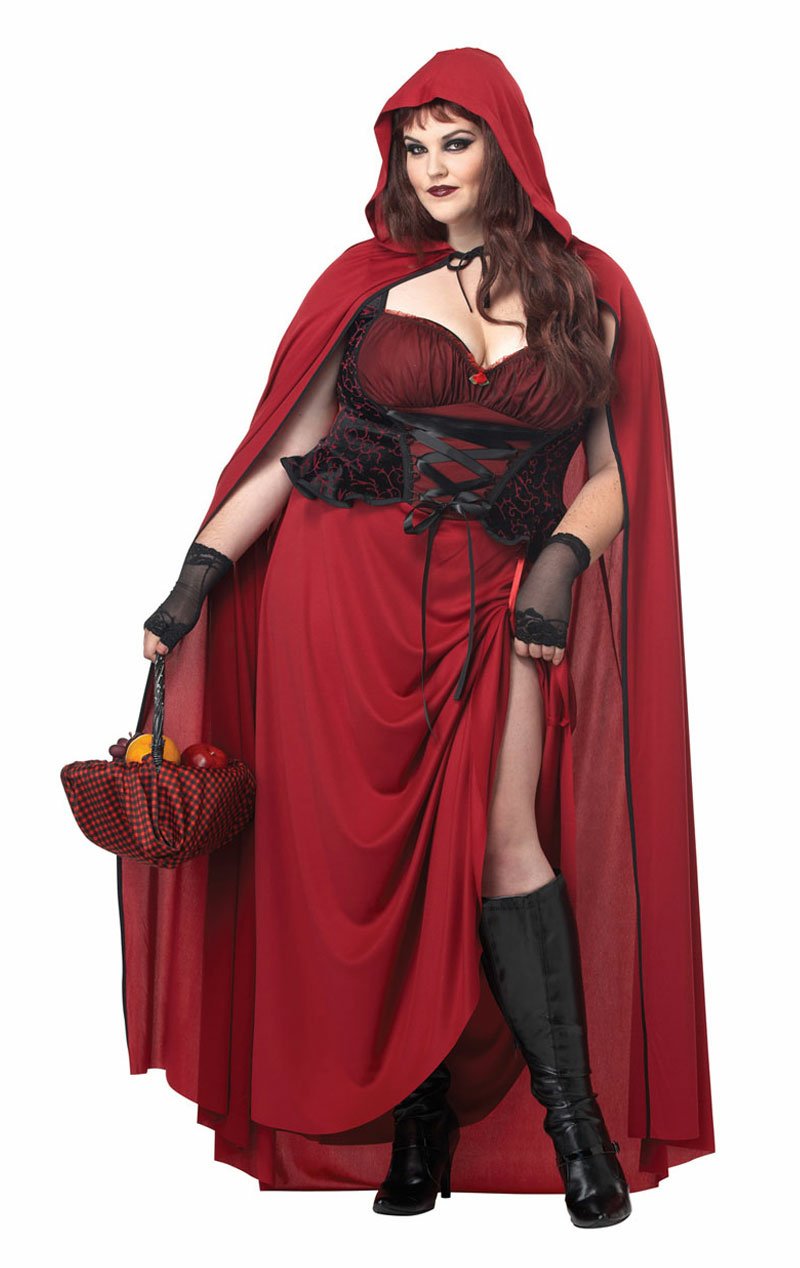 Adult Plus Size Dark Red Riding Hood Costume - Simply Fancy Dress