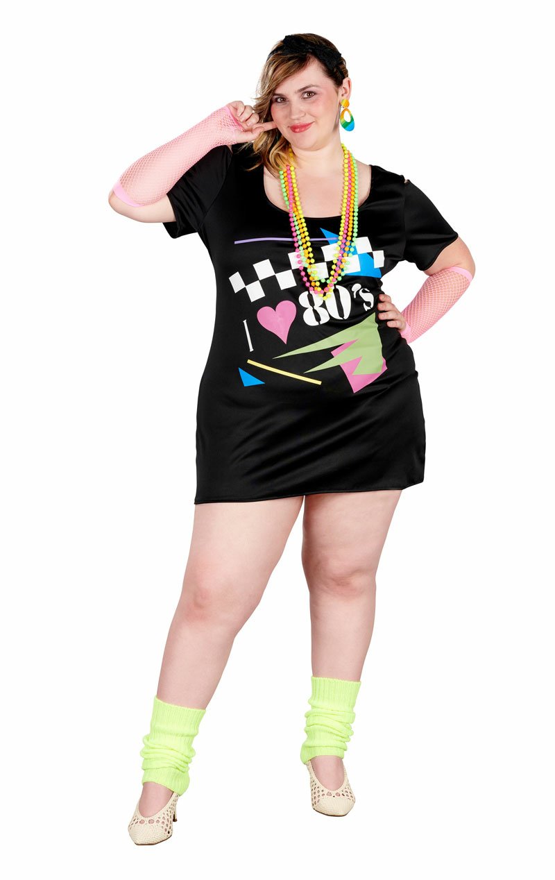 Adult Plus Size I Love The 80s Costume - Simply Fancy Dress