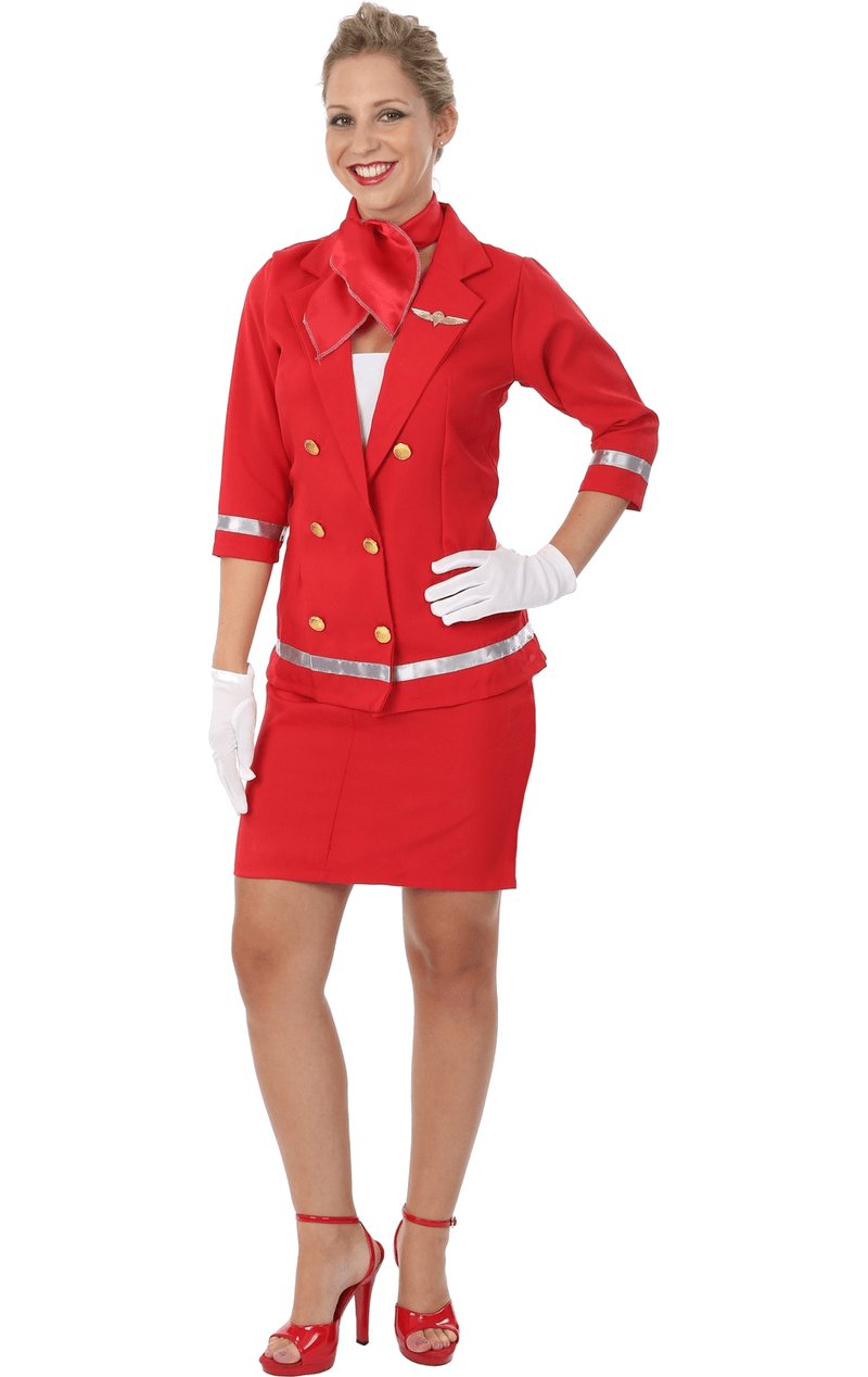 Adult Sizzling Red Air Hostess Costume - Simply Fancy Dress