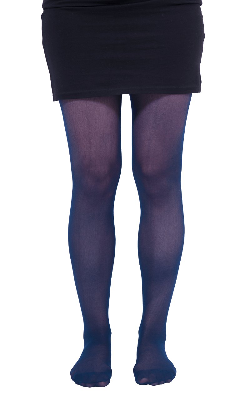 Adult Thick Translucent Tights Blue - Simply Fancy Dress