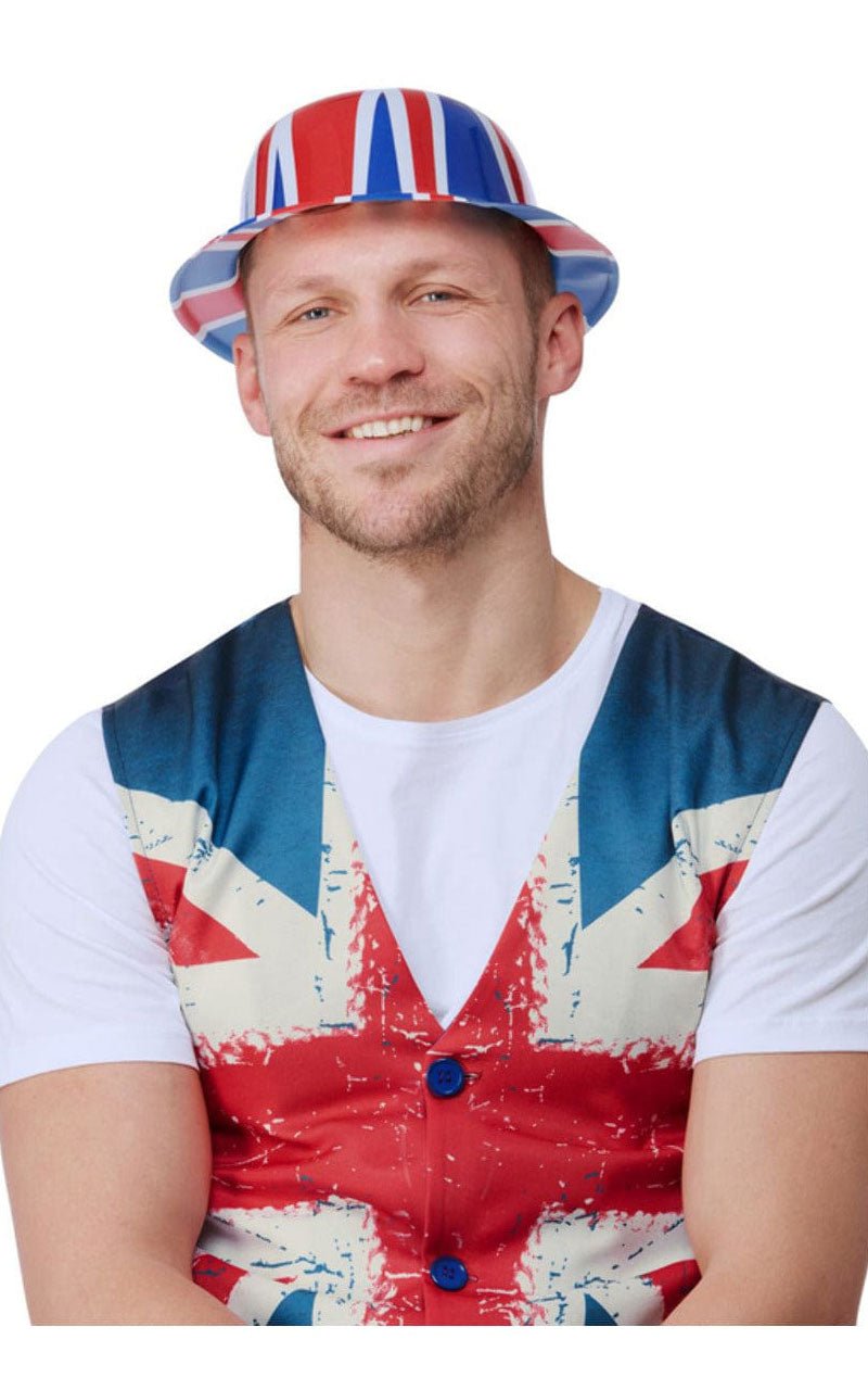 Adult Unisex Plastic Union Jack Bowler Hat - Simply Fancy Dress