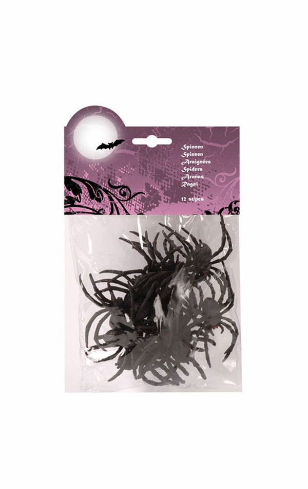 Bag of 12 Spider Halloween Decorations - Simply Fancy Dress