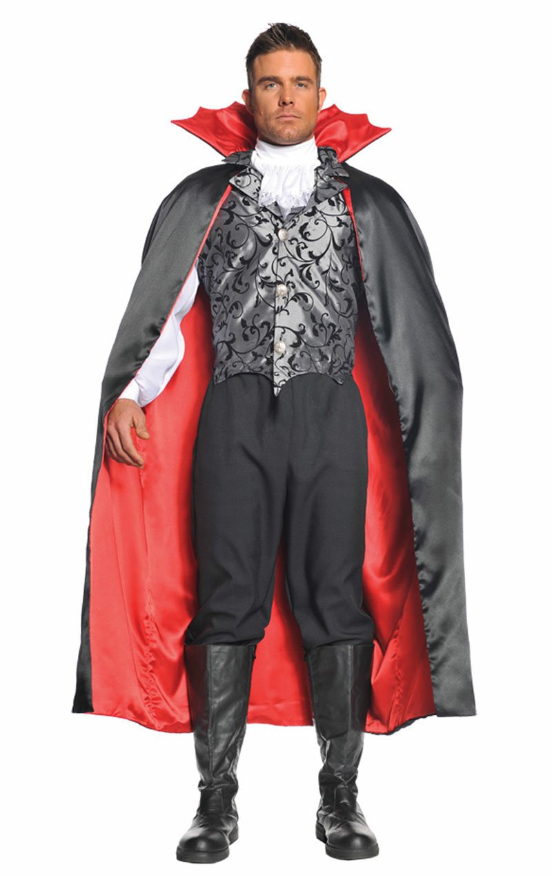 Black & Red 55'' Vampire Cape - Simply Fancy Dress