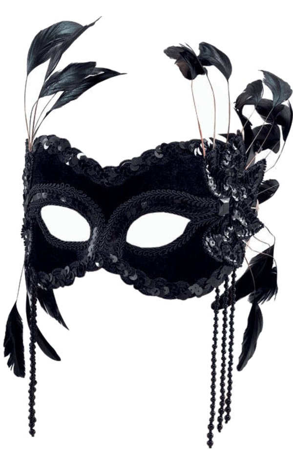 Black Velvet Mask with Feathers - Simply Fancy Dress