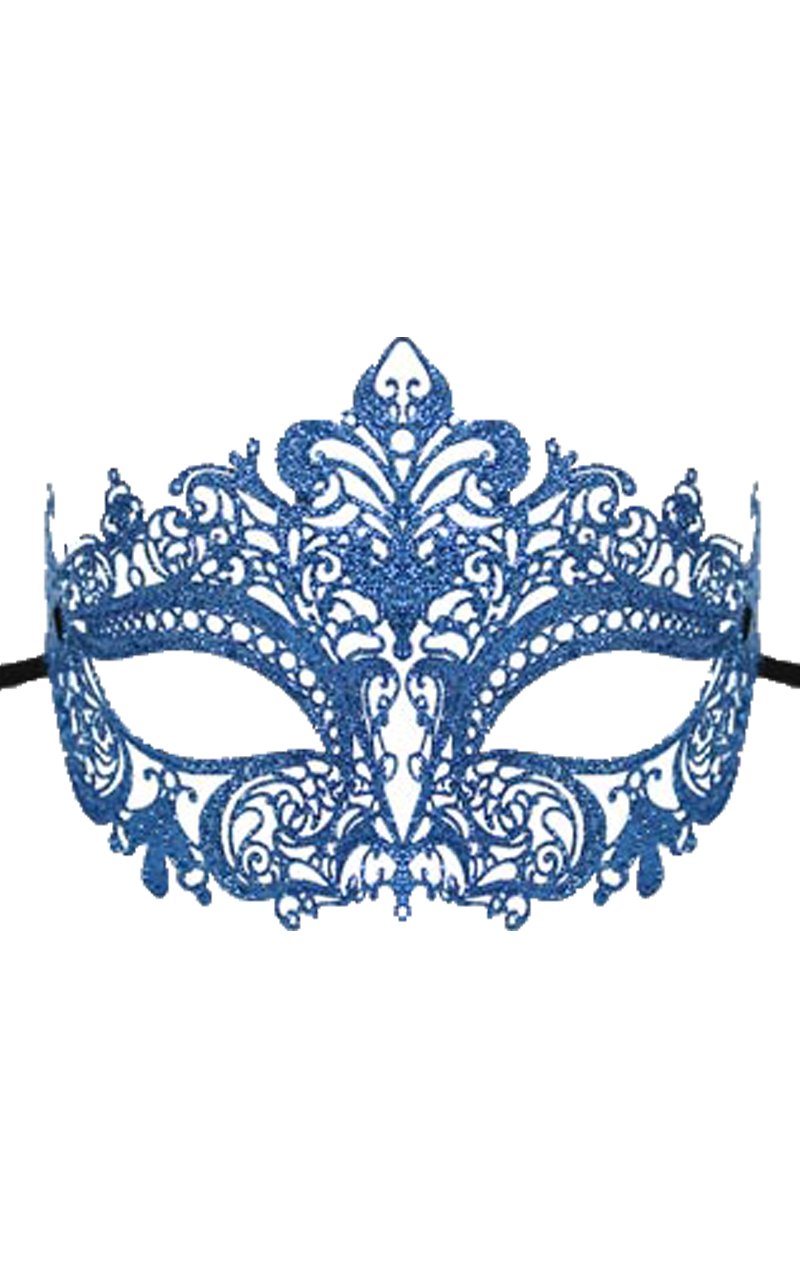 Blue Glitter Masquerade Mask - Simply Fancy Dress