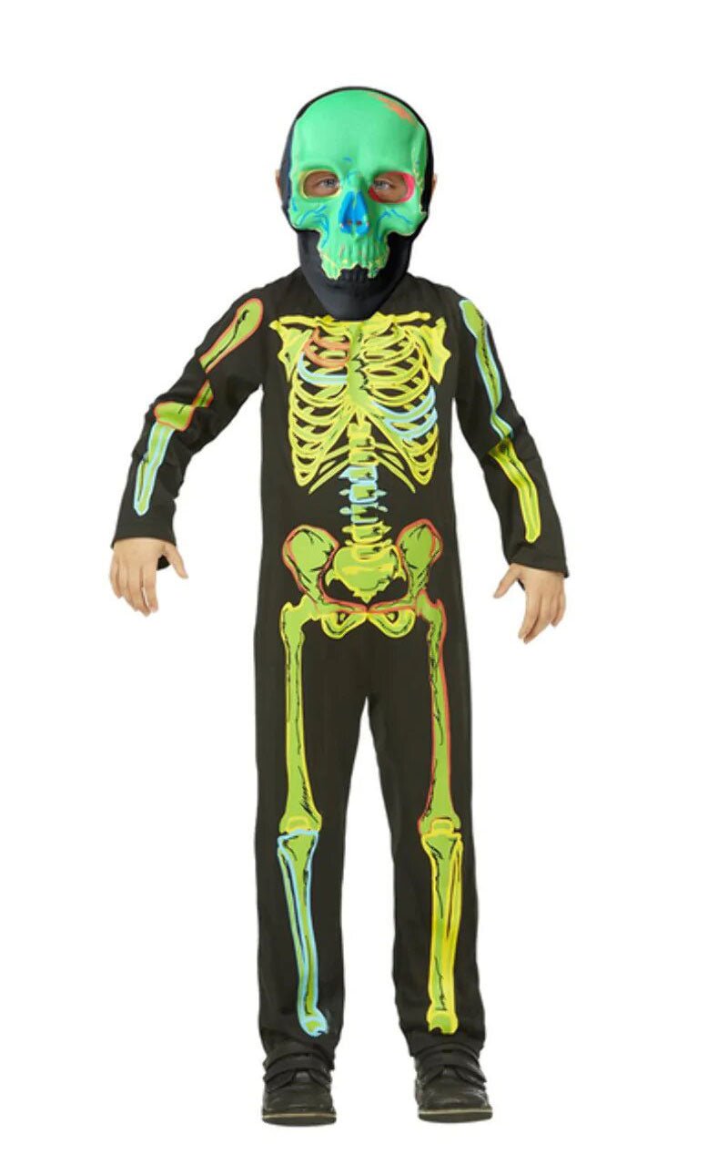 Boys Neon Skeleton Glow in the Dark Costume - Simply Fancy Dress