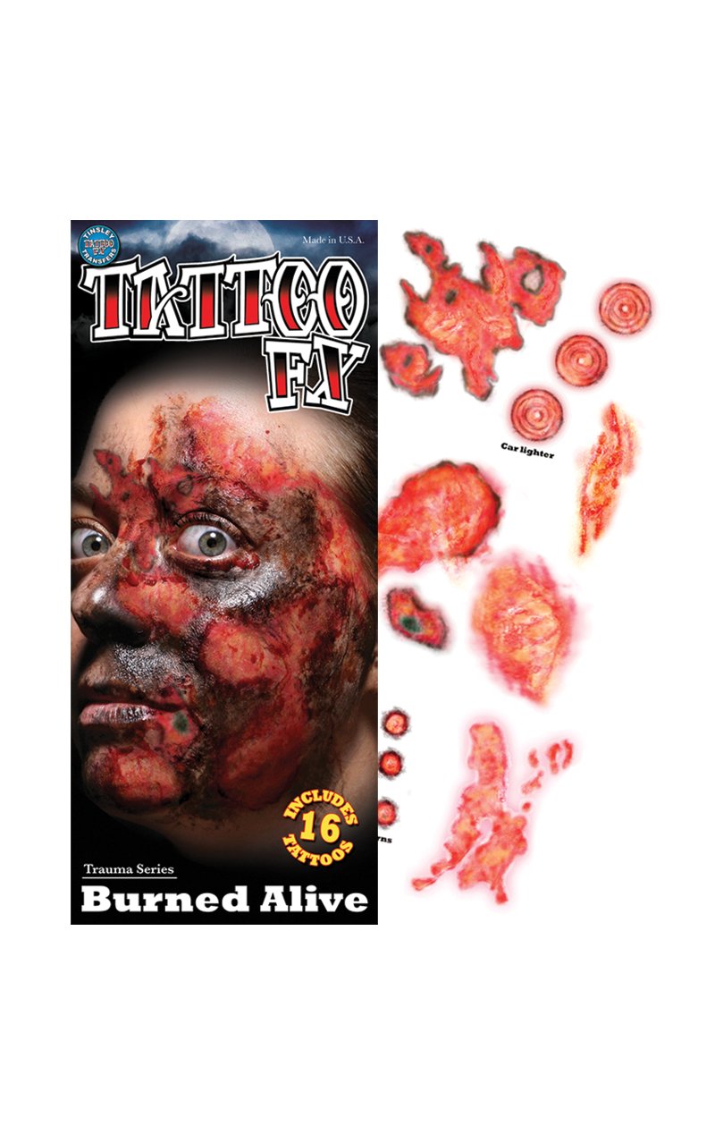Burned Alive Temporary Tattoos - Simply Fancy Dress