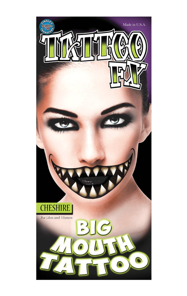 Cheshire Big Mouth Temporary Tattoo - Simply Fancy Dress