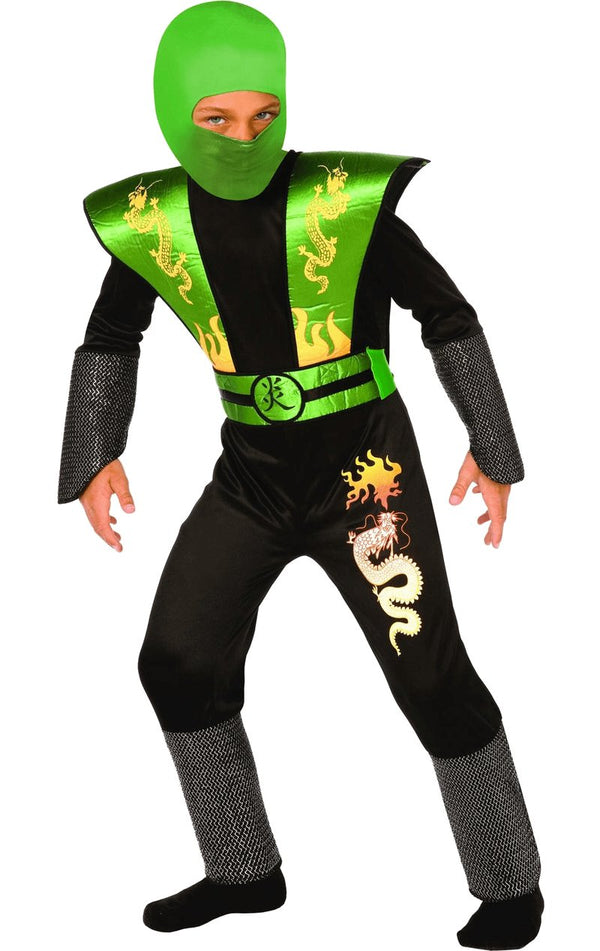 Childrens Green Ninja Warrior Costume - Simply Fancy Dress