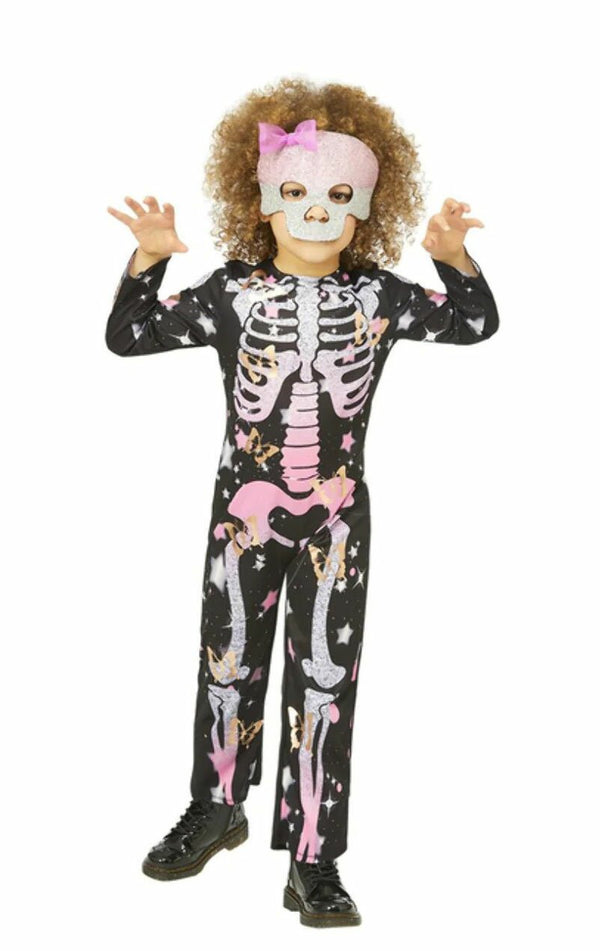 Childrens Skeleton Rose Gold Sparkle Costume - Simply Fancy Dress