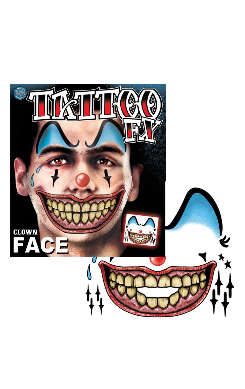 Clown Face Temporary Tattoo - Simply Fancy Dress