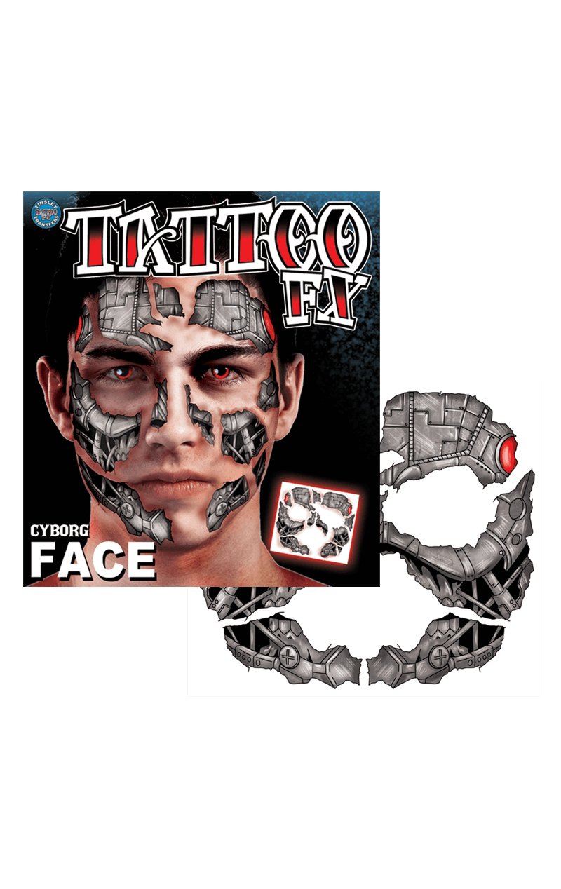 Cyborg Face Temp Tattoo - Simply Fancy Dress