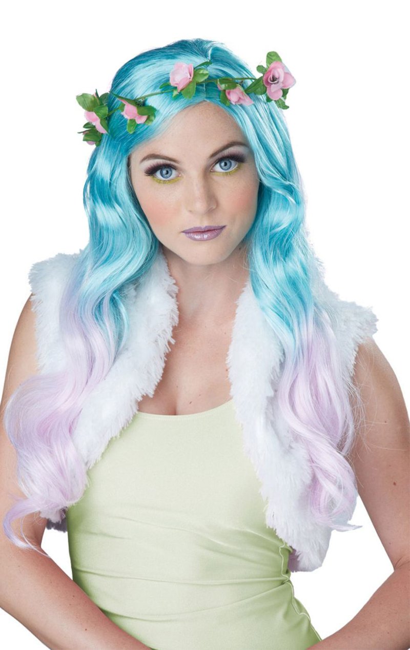 Floral Fantasy Blue and Pink Wig - Simply Fancy Dress