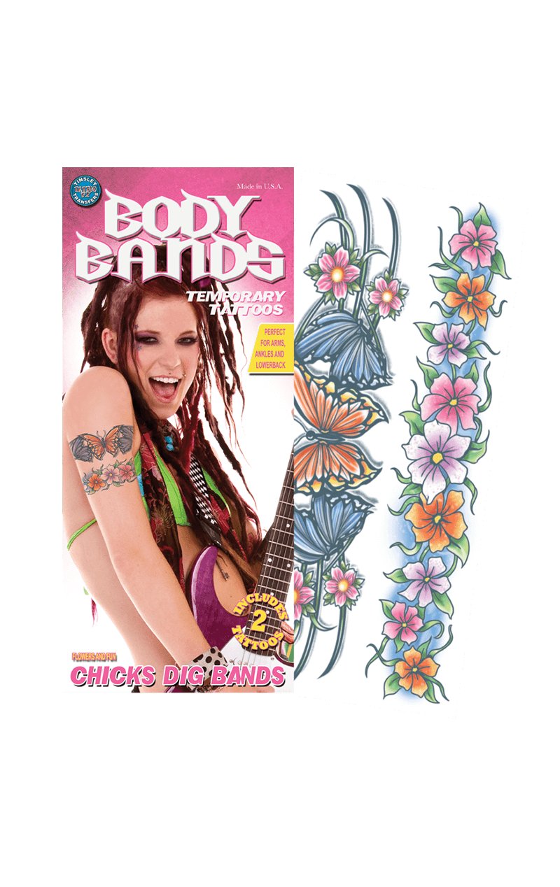 Flowers Body Band Temp Tattoo - Simply Fancy Dress