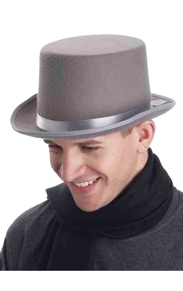 Ghost Groom Grey Top Hat - Simply Fancy Dress