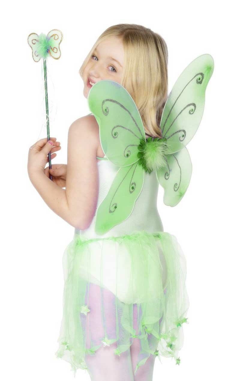 Green Butterfly Wings and Wand - Simply Fancy Dress