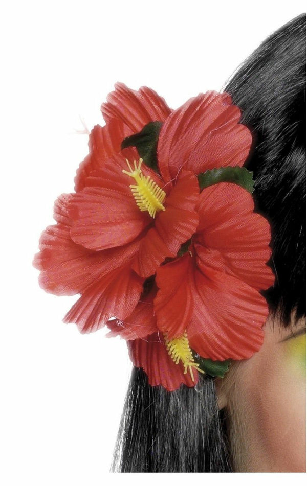 Hawaiian Red Flower Hair Clip Accessory - Simply Fancy Dress