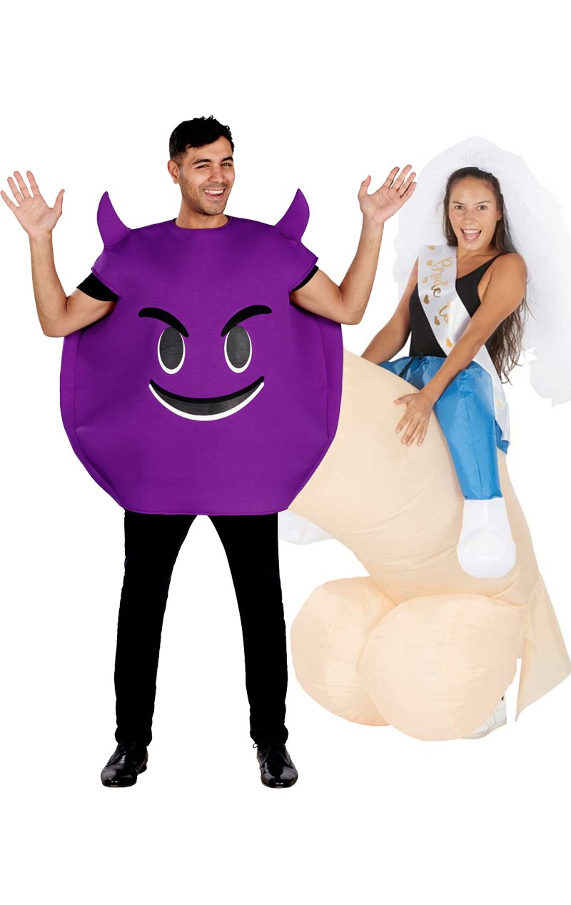 Horny Devil & Inflatable Surprise Couples Costume - Simply Fancy Dress