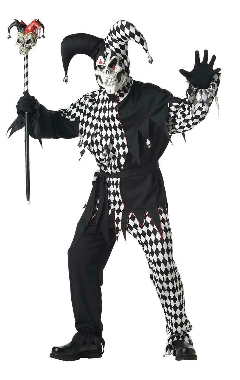 Jester Costume Evil Black And White (Plus Size) - Simply Fancy Dress