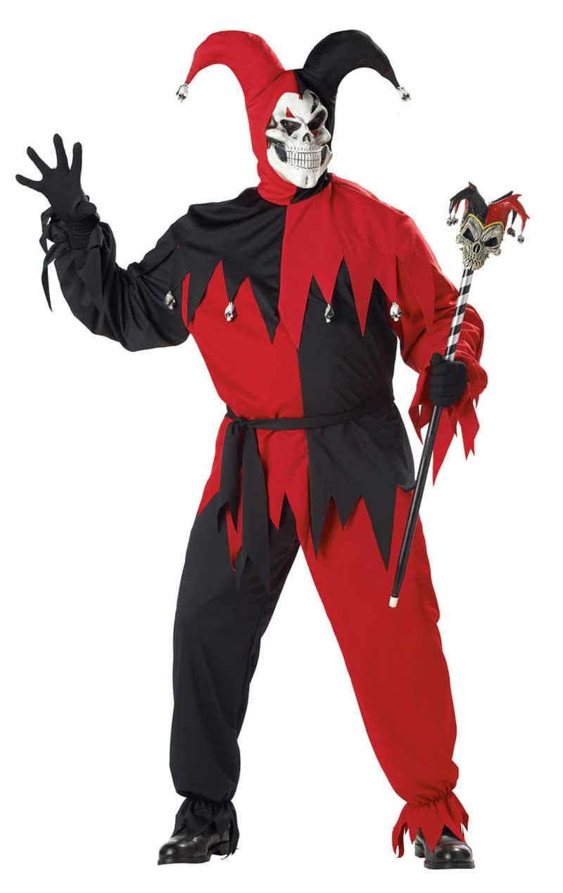 Jester Costume Evil Red & Black (Plus Size) - Simply Fancy Dress