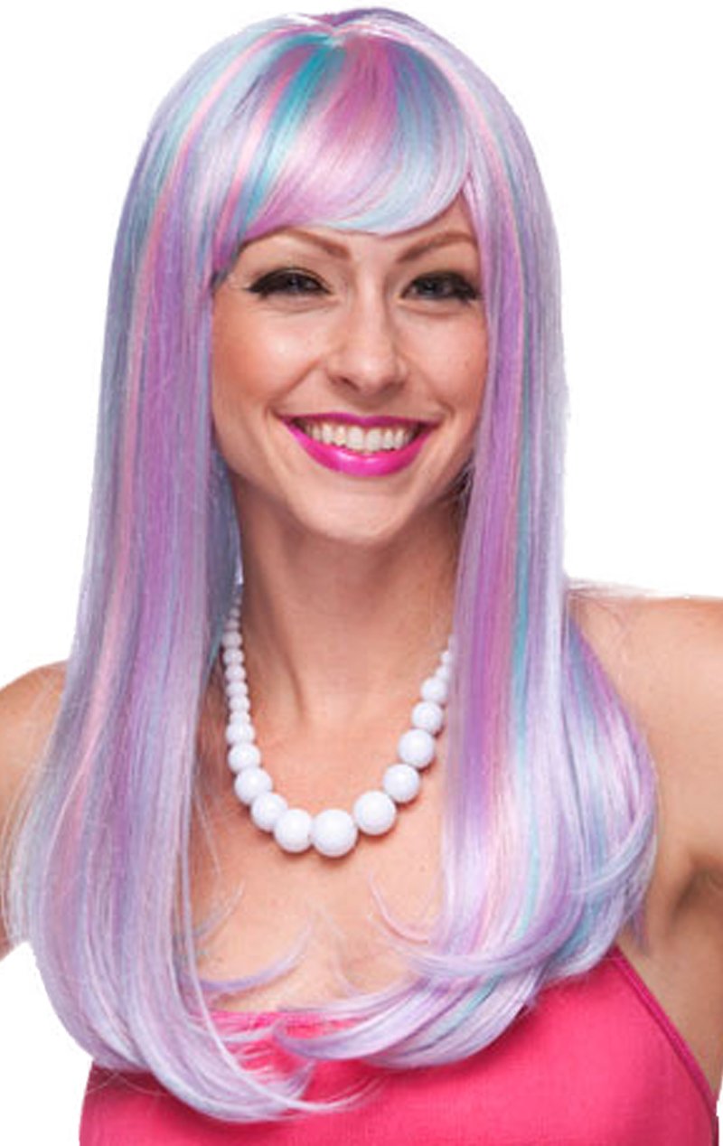 Kelly Venus Blue, Purple & Pink Wig - Simply Fancy Dress